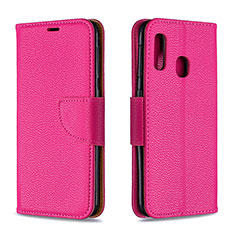 Coque Portefeuille Livre Cuir Etui Clapet B06F pour Samsung Galaxy A20e Rose Rouge