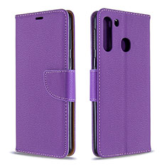 Coque Portefeuille Livre Cuir Etui Clapet B06F pour Samsung Galaxy A21 Violet