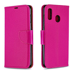 Coque Portefeuille Livre Cuir Etui Clapet B06F pour Samsung Galaxy A30 Rose Rouge