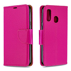 Coque Portefeuille Livre Cuir Etui Clapet B06F pour Samsung Galaxy A40 Rose Rouge