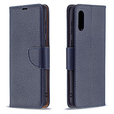 Coque Portefeuille Livre Cuir Etui Clapet B06F pour Samsung Galaxy M02 Bleu