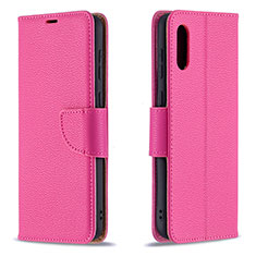 Coque Portefeuille Livre Cuir Etui Clapet B06F pour Samsung Galaxy M02 Rose Rouge
