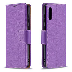 Coque Portefeuille Livre Cuir Etui Clapet B06F pour Samsung Galaxy M02 Violet