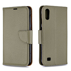 Coque Portefeuille Livre Cuir Etui Clapet B06F pour Samsung Galaxy M10 Gris