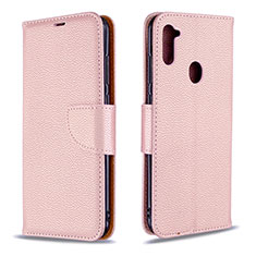 Coque Portefeuille Livre Cuir Etui Clapet B06F pour Samsung Galaxy M11 Or Rose