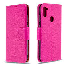 Coque Portefeuille Livre Cuir Etui Clapet B06F pour Samsung Galaxy M11 Rose Rouge