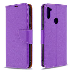 Coque Portefeuille Livre Cuir Etui Clapet B06F pour Samsung Galaxy M11 Violet