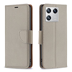 Coque Portefeuille Livre Cuir Etui Clapet B06F pour Xiaomi Mi 13 5G Gris