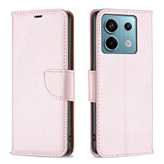 Coque Portefeuille Livre Cuir Etui Clapet B06F pour Xiaomi Redmi Note 13 Pro 5G Or Rose