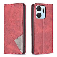 Coque Portefeuille Livre Cuir Etui Clapet B07F pour Huawei Honor X7a Rouge