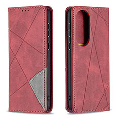 Coque Portefeuille Livre Cuir Etui Clapet B07F pour Huawei P50 Pro Rouge