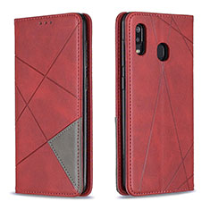 Coque Portefeuille Livre Cuir Etui Clapet B07F pour Samsung Galaxy A20 Rouge