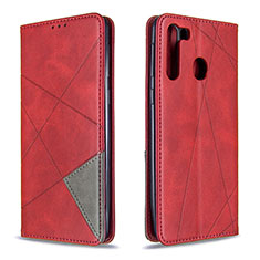 Coque Portefeuille Livre Cuir Etui Clapet B07F pour Samsung Galaxy A21 Rouge