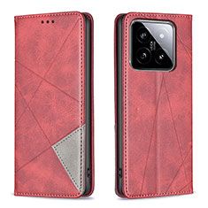 Coque Portefeuille Livre Cuir Etui Clapet B07F pour Xiaomi Mi 14 Pro 5G Rouge