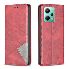 Coque Portefeuille Livre Cuir Etui Clapet B07F pour Xiaomi Redmi Note 12 5G Rouge