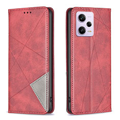 Coque Portefeuille Livre Cuir Etui Clapet B07F pour Xiaomi Redmi Note 12 Pro 5G Rouge