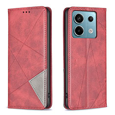 Coque Portefeuille Livre Cuir Etui Clapet B07F pour Xiaomi Redmi Note 13 Pro 5G Rouge