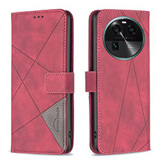 Coque Portefeuille Livre Cuir Etui Clapet B08F pour Oppo Find X6 5G Rouge