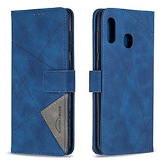 Coque Portefeuille Livre Cuir Etui Clapet B08F pour Samsung Galaxy A20 Bleu