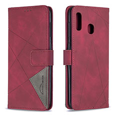 Coque Portefeuille Livre Cuir Etui Clapet B08F pour Samsung Galaxy A20 Rouge