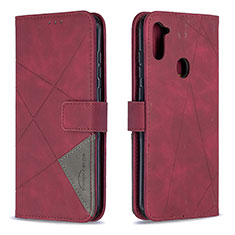 Coque Portefeuille Livre Cuir Etui Clapet B08F pour Samsung Galaxy M11 Rouge