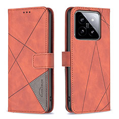 Coque Portefeuille Livre Cuir Etui Clapet B08F pour Xiaomi Mi 14 Pro 5G Orange