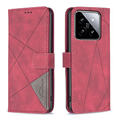 Coque Portefeuille Livre Cuir Etui Clapet B08F pour Xiaomi Mi 14 Pro 5G Rouge