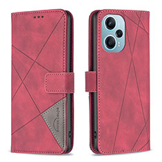 Coque Portefeuille Livre Cuir Etui Clapet B08F pour Xiaomi Poco F5 5G Rouge