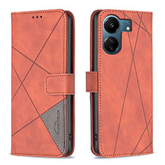 Coque Portefeuille Livre Cuir Etui Clapet B08F pour Xiaomi Redmi 13C Orange