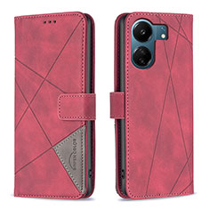Coque Portefeuille Livre Cuir Etui Clapet B08F pour Xiaomi Redmi 13C Rouge