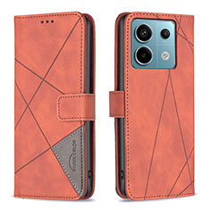 Coque Portefeuille Livre Cuir Etui Clapet B08F pour Xiaomi Redmi Note 13 Pro 5G Orange