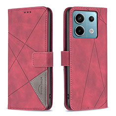 Coque Portefeuille Livre Cuir Etui Clapet B08F pour Xiaomi Redmi Note 13 Pro 5G Rouge