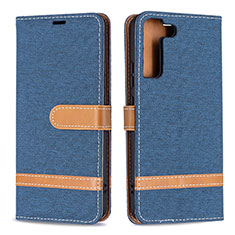 Coque Portefeuille Livre Cuir Etui Clapet B11F pour Samsung Galaxy S21 Plus 5G Bleu Royal