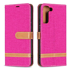 Coque Portefeuille Livre Cuir Etui Clapet B11F pour Samsung Galaxy S21 Plus 5G Rose Rouge