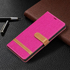 Coque Portefeuille Livre Cuir Etui Clapet B11F pour Samsung Galaxy S21 Ultra 5G Rose Rouge