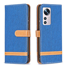 Coque Portefeuille Livre Cuir Etui Clapet B11F pour Xiaomi Mi 12 5G Bleu