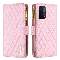 Coque Portefeuille Livre Cuir Etui Clapet B12F pour OnePlus Nord N200 5G Or Rose