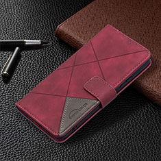 Coque Portefeuille Livre Cuir Etui Clapet B12F pour Samsung Galaxy S21 Plus 5G Rouge