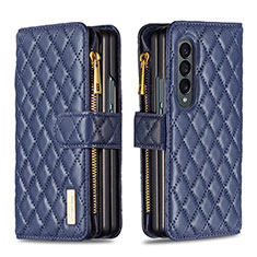Coque Portefeuille Livre Cuir Etui Clapet B12F pour Samsung Galaxy Z Fold3 5G Bleu