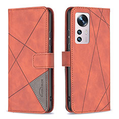 Coque Portefeuille Livre Cuir Etui Clapet B12F pour Xiaomi Mi 12 5G Orange