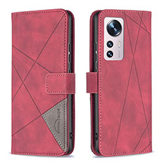 Coque Portefeuille Livre Cuir Etui Clapet B12F pour Xiaomi Mi 12 5G Rouge