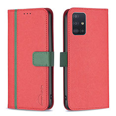 Coque Portefeuille Livre Cuir Etui Clapet B13F pour Samsung Galaxy A51 4G Rouge