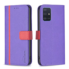 Coque Portefeuille Livre Cuir Etui Clapet B13F pour Samsung Galaxy A51 4G Violet
