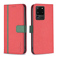 Coque Portefeuille Livre Cuir Etui Clapet B13F pour Samsung Galaxy S20 Ultra 5G Rouge