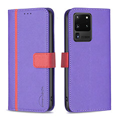 Coque Portefeuille Livre Cuir Etui Clapet B13F pour Samsung Galaxy S20 Ultra 5G Violet