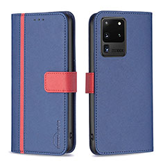 Coque Portefeuille Livre Cuir Etui Clapet B13F pour Samsung Galaxy S20 Ultra Bleu