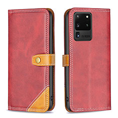 Coque Portefeuille Livre Cuir Etui Clapet B14F pour Samsung Galaxy S20 Ultra 5G Rouge