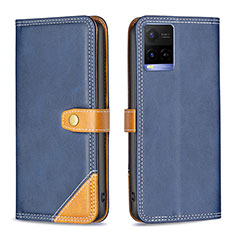 Coque Portefeuille Livre Cuir Etui Clapet B14F pour Vivo Y21e Bleu