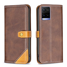 Coque Portefeuille Livre Cuir Etui Clapet B14F pour Vivo Y21e Marron