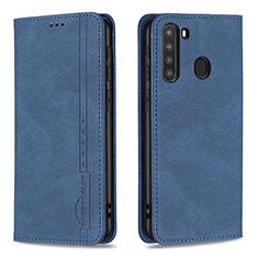 Coque Portefeuille Livre Cuir Etui Clapet B15F pour Samsung Galaxy A21 Bleu